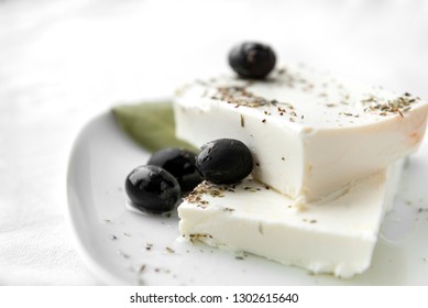 Greek Pickled Feta Cheese, Black Olives