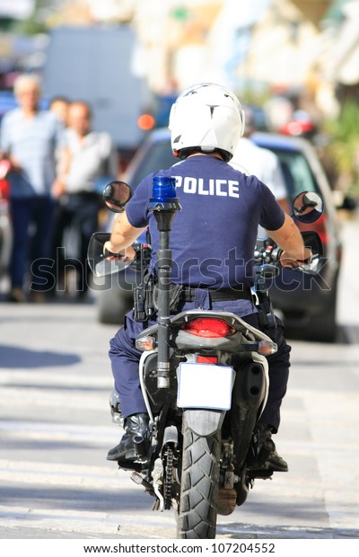 Greek Policeman On Motor Bike Stock Photo 107204552 | Shutterstock