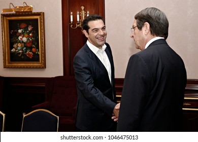 Greek Prime Minister, Alexis Tsipras, Meets The Cypriot President, Nikos Anastasiades, In Brussels, Belgium On Jun. 22, 2017. 