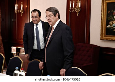 Greek Prime Minister, Alexis Tsipras, Meets The Cypriot President, Nikos Anastasiades, In Brussels, Belgium On Jun. 22, 2017. 