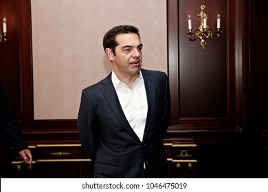 Greek Prime Minister, Alexis Tsipras, Meets The Cypriot President, Nikos Anastasiades, In Brussels, Belgium On Jun. 22, 2017. 