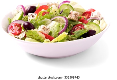 Greek Salad In A Bowl - Isolated