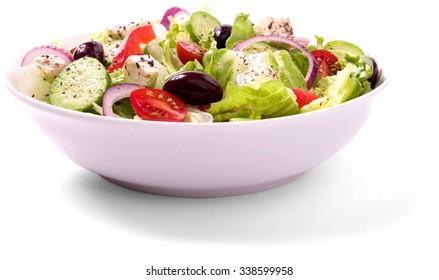 Greek Salad In A Bowl - Isolated