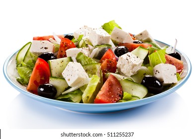 Greek Salad On White Background 