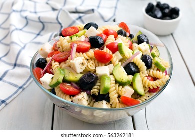 Greek Salad with Pasta - Shutterstock ID 563262181
