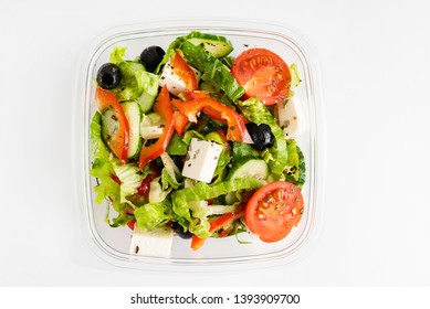 Greek Salad In The Plastic Box