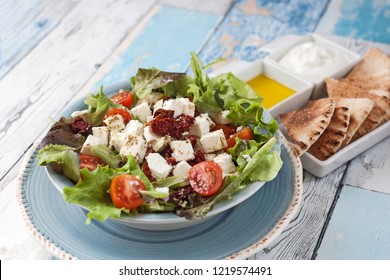 Greek Salad With Whole Wheat Pita Bread