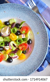 Greek Salat With Black Oliv And Tomato