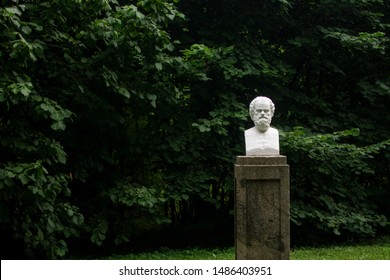 Greek Sculpture, Bust Of Socrates In The Park