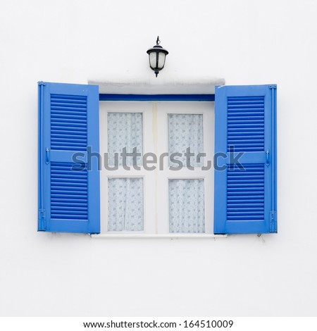 Greek Style windows - blue and white window