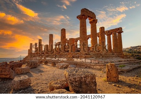 greek temple of juno in the archaeological area of ​​agrigento. Italy