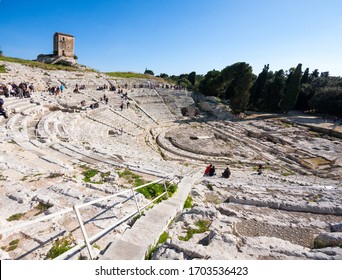 Greek Theatre At Archaeological Park Of Neapolis, Syracuse, Sicily, Italy