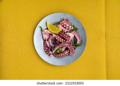 Greek Traditional, Sea Food - Octopus With Olive Oile And Lemon Juice. Octopus Ceviche