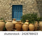 Greek urns, hydra, argo saronic islands, greek islands, greece, europe