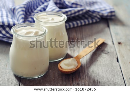 Similar – Image, Stock Photo glass jars with homemade yogurt