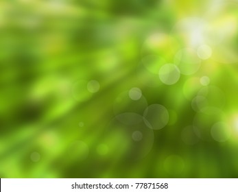 Grüner abstrakter unscharfer Naturhintergrund mit Sonnenstrahlen