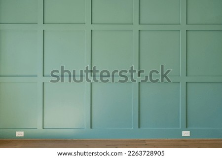 Green Accent Wall in Home Office with Wood Slat Pattern