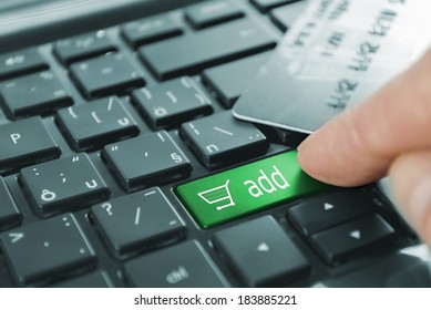 Green Add Cart Button Key On Stock Photo (Edit Now) 183885221