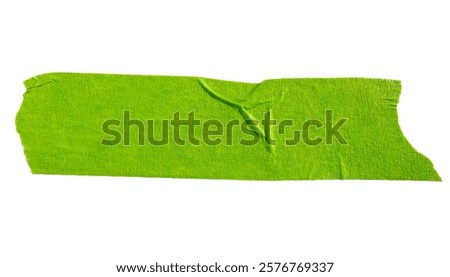 Green adhesive torn paper tape isolated on white background