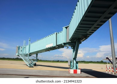 Green Aero Bridge On Blue Sky Background