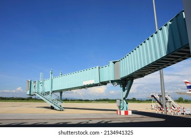 Green Aero Bridge On Blue Sky Background