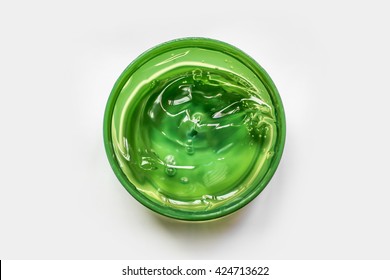 Green Aloe Vera Gel, Isolated Top View