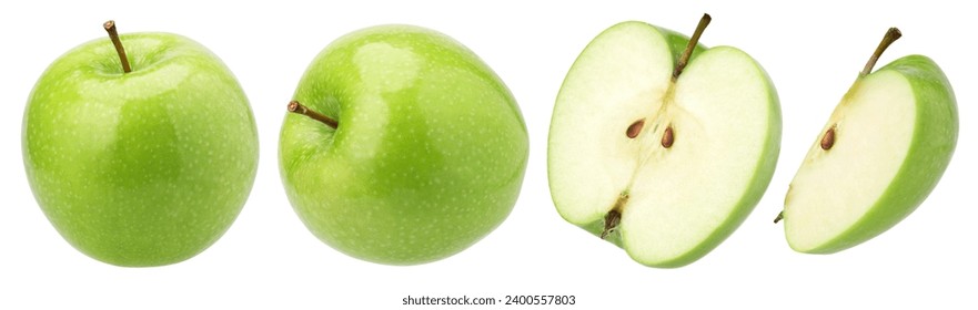 green apple, half and slice isolated on a white background, clipping path - Powered by Shutterstock