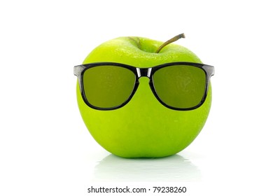 apple with sunglasses