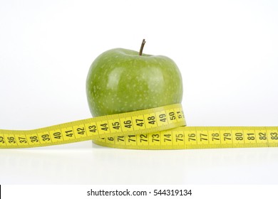 Green Apple With Measuring Tape