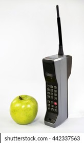 Green Apple And Old Brick Style Cell Phone.