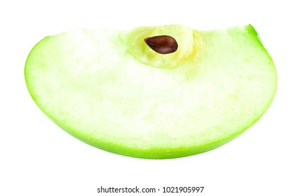 Green Apple Slice Isolated On A White Background.