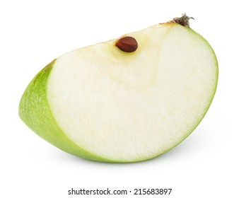 Green Apple Slice Isolated On White With Clipping Path