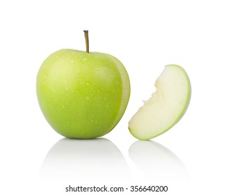 Green Apple And Slice Isolated On A White Background