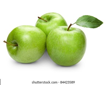 Green apples isolated on white