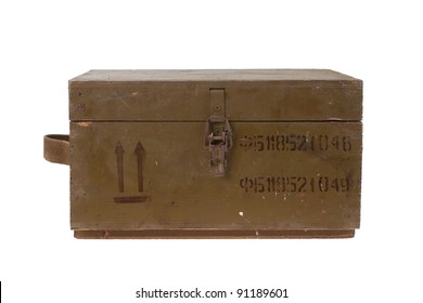  green army box of ammunition isolated