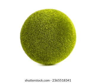 green artificial grass ball on white background - Shutterstock ID 2365518341