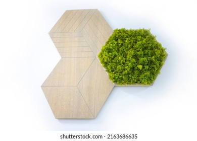 Green Artificial Grass Wall Background. Interior Design Abstract Pattern For Feature Wall