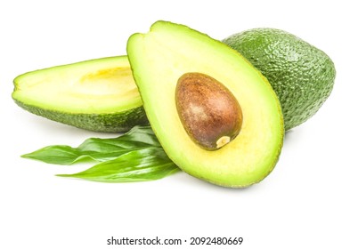 Green avocado on a white background. Clipping path