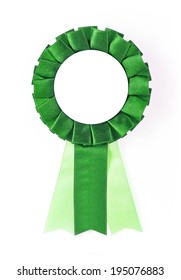 Green Award Rosette On A White Background