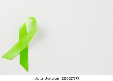 Green awareness ribbon of Gallbladder and Bile Duct Cancer month isolated on white background with copy space, concept of medical and health care support - Shutterstock ID 2256827293
