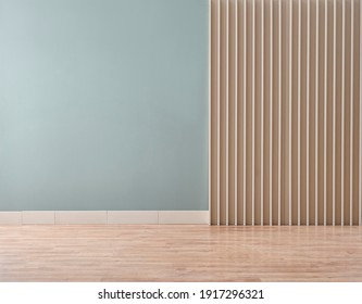 Green background with wooden wall decor with carpet and empty style.