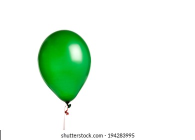 Green Balloon Isolated On White With Red String