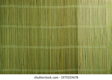 Green Bamboo Mat Texture. Top View.