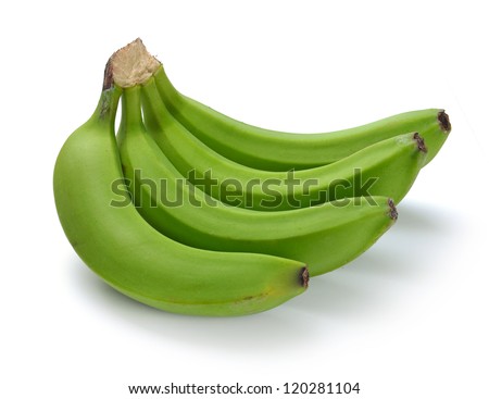  green banana bundle on a white background
