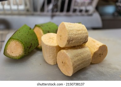 Green Banana Cut Into Pieces