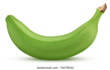 Green banana isolated on white background Clipping Path. Full depth of field. - Shutterstock ID 734778142