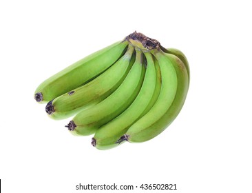 The Green Banana On White Background