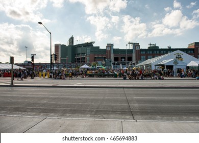 Green Bay, WI - 31 July 2016:  Fans of the Green Bay Packers are outside Lambeau Field tailgating.