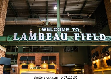 Green Bay, WI, USA - June 16, 2018: The huge Lambeau Field Atrium athletic stadium