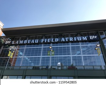 GREEN BAY, WI, USA-AUGUST 9TH, 2018.  This is the Lambeau Field Atrium on a game day. This is the stadium of the Green Bay Packers, one of the most historic and famous sports stadiums in America.
